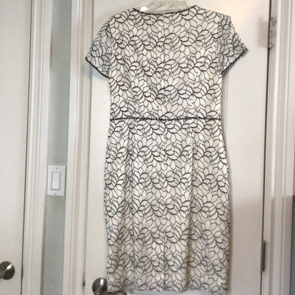 Adrianna Papell Short Sleeves Knee Lenght White and Black Lace Dress size 8 - Picture 2 of 7